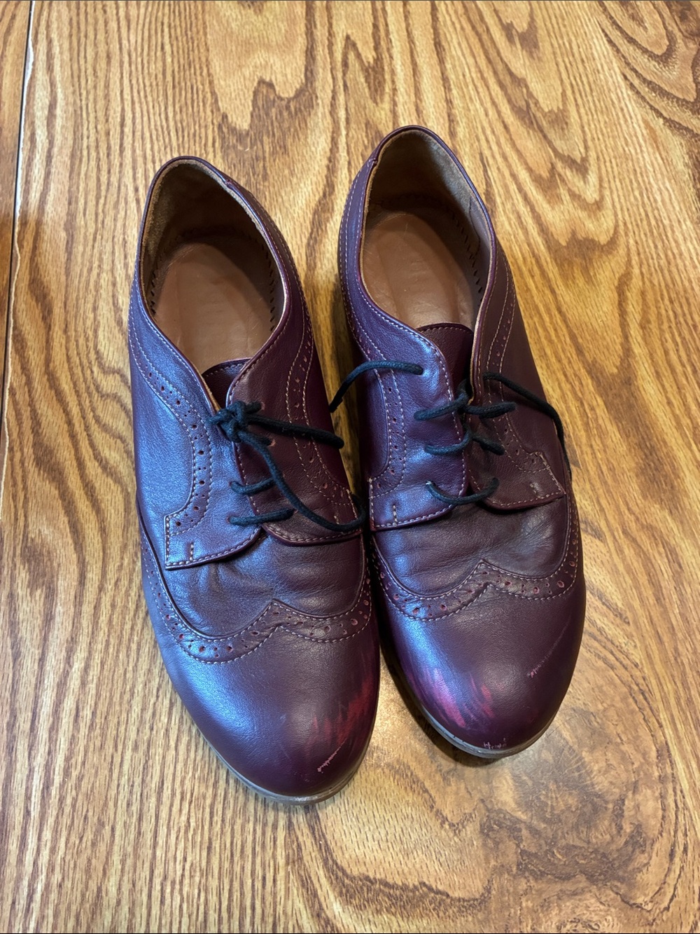 Julia Bo Women's Burgundy Wingtip Loafers - Lace-Up Flats